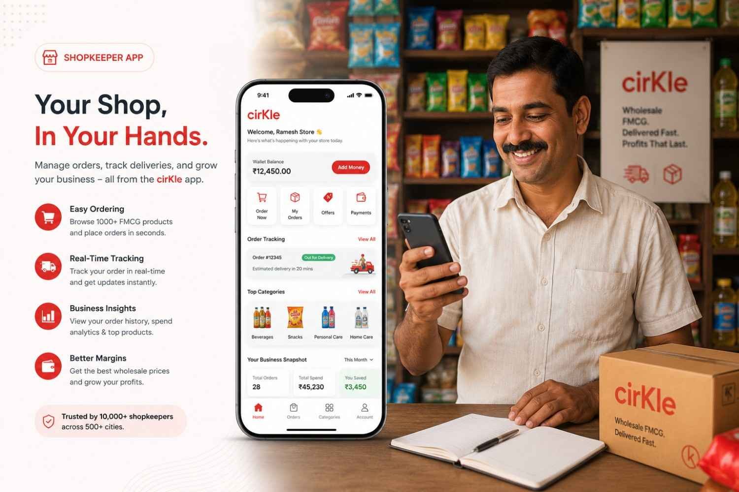Shopkeeper using mobile app